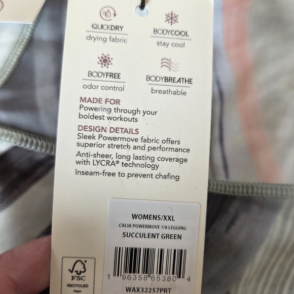 Callia Powermove 7/8 Leggings in women's XXL with a "Succulent Green" geometric - Picture 6 of 12